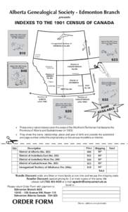 Alberta Genealogical Society - Edmonton Branch presents INDEXES TO THE 1901 CENSUS OF CANADA Index to the 1901 Census Unorganized Territories