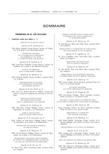 ASSEMBLÉE NATIONALE – SÉANCE DU 23 NOVEMBRE[removed]SOMMAIRE PRÉSIDENCE DE M. LOÏC BOUVARD