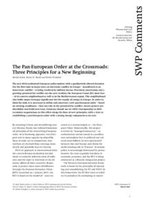 The Pan-European Order at the Crossroads: Three Principles for a New Beginning
