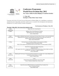 Conference Programme World Press Freedom Day