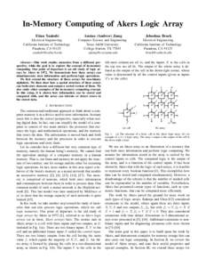 In-Memory Computing of Akers Logic Array Eitan Yaakobi Anxiao (Andrew) Jiang  Jehoshua Bruck