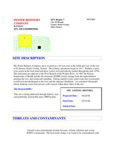 PESTER REFINERY COMPANY, Kansas, EPA ID# ksd000829846, El Dorado, Butler County