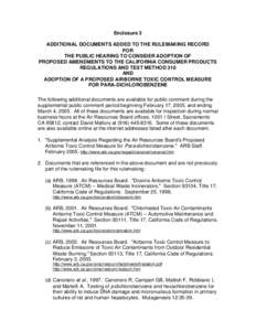 Organochlorides / Soil contamination / Aromatic compounds / Halogenated solvents / Endocrine disruptors / California Office of Environmental Health Hazard Assessment / Hexachlorobenzene / Dichloromethane / Benzene / Chemistry / Medicine / Pollution