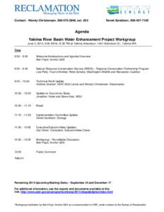 Yakima River Basin Water Enhancement Project Workgroup Agenda, [removed]