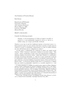 Two Dualisms of Practical Reason Dale Dorsey Department of Philosophy University of Kansas 1445 Jayhawk Boulevard Wescoe Hall, rm. 3090