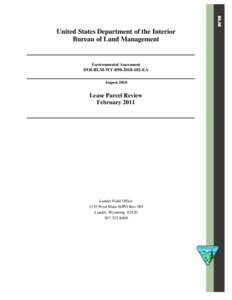 United States Department of the Interior Bureau of Land Management Environmental Assessment  DOI-BLM-WY[removed]EA