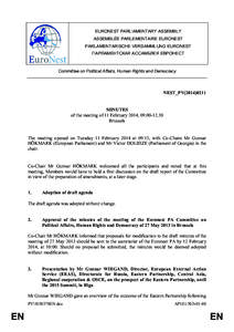 EURONEST PARLIAMENTARY ASSEMBLY ASSEMBLÉE PARLEMENTAIRE EURONEST PARLAMENTARISCHE VERSAMMLUNG EURONEST ПАРЛАМЕНТСКАЯ AССАМБЛЕЯ ЕВРОНЕСТ  Committee on Political Affairs, Human Rights and Demo