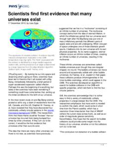 Space / Multiverse / Big Bang / Chaotic Inflation theory / Inflation / Cosmology / Universe / Cosmic microwave background radiation / CMB cold spot / Physical cosmology / Physics / Astronomy