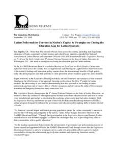 Microsoft Word - NALEO Pre-K Leg Hearing and Summit Press Release.doc