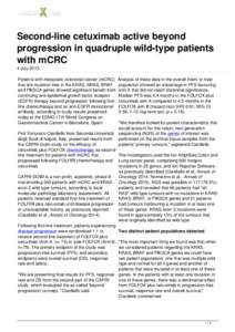 Second-line cetuximab active beyond progression in quadruple wild-type patients with mCRC