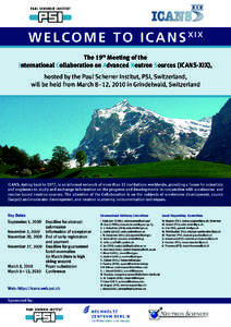 WELCOME TO ICANS  XIX The 19th Meeting of the International Collaboration on Advanced Neutron Sources (ICANS-XIX),