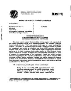 Secretary of State of Colorado / Mike Coffman / Cynthia L. Bauerly / Federal Election Commission / Ellen L. Weintraub / Denver / Petroleum Corporation of Jamaica / Gessler / Colorado / State governments of the United States / PCJ