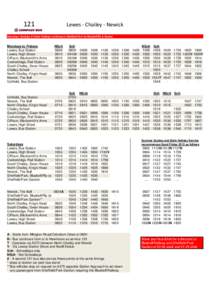 121  Lewes - Chailey - Newick Saturdays, Sundays & Public Holidays continues to Sheffield Park for Bluebell Rly & Garden