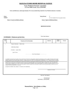 MANUFACTURED HOME RENEWAL NOTICE