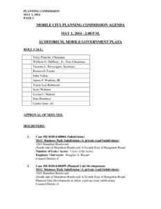 PLANNING COMMISSION MAY 1, 2014 PAGE 1 MOBILE CITY PLANNING COMMISSION AGENDA MAY 1, [removed]:00 P.M.