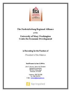The Fredericksburg Regional Alliance at the University of Mary Washington Center for Economic Development