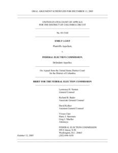 ORAL ARGUMENT SCHEDULED FOR DECEMBER 13, 2005 ______________________________________________________________________________ ______________________________________________________________________________ UNITED STATES CO