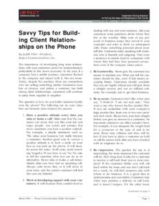 Savvy Tips for Building Client Relationships On the Phone