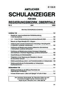 Schulanzeiger für den Regierungsbezirk Oberpfalz Nr. 6/Juni 2006