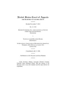 United States Court of Appeals FOR THE DISTRICT OF COLUMBIA CIRCUIT Decided November 7, 2014 No[removed]MATHEW ENTERPRISE, INC., DOING BUSINESS AS STEVENS