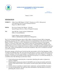 Follow-Up on OIG Report 12-P-0417, Weaknesses in EPA’s Management of the Radiation Network System Demand Attention Project No. OPE-FY14-0010