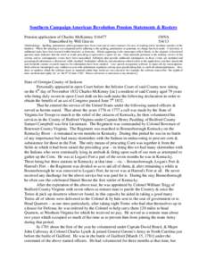 Southern Campaign American Revolution Pension Statements & Rosters Pension application of Charles McKenney S16477 Transcribed by Will Graves f30VA[removed]