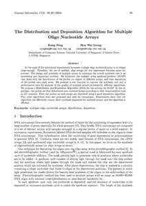 89  Genome Informatics 17(2): 89{The Distribution and Deposition Algorithm for Multiple Oligo Nucleotide Arrays