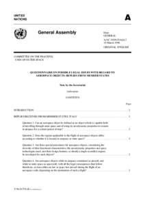 Space law / Airspace / Atmospheric entry / Outer space / Spacecraft / Aerospace / International Space Station / United Nations Office for Outer Space Affairs / Spaceflight / Space / Transport