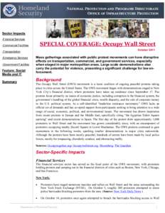 SPECIAL COVERAGE: Occupy Wall Street  October 2011 Sector Impacts -Financial Services