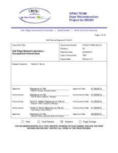 ORAU TEAM Dose Reconstruction Project for NIOSH Oak Ridge Associated Universities I Dade Moeller I MJW Technical Services Page 1 of 73