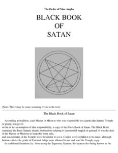 The Black Book of Satan: Order of Nine Angles