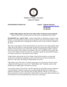 Auditor of Public Accounts Adam H. Edelen FOR IMMEDIATE RELEASE Contact: Stephenie Hoelscher 