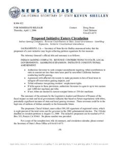 KS04:022 FOR IMMEDIATE RELEASE Thursday, April 1, 2004 Contact: