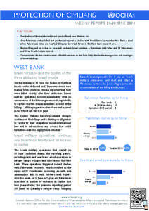 oPt  PROTECTION OF CIVILIANS WEEKLY REPORT[removed]JUNE 2014 Key issues