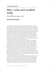 COMMENTARY  Why I write such excellent songs David Bowie, 1947–2016 Keith Ansell-Pearson