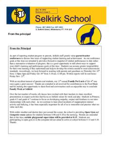 Oct[removed]Volume 3, Issue 3 Selkirk School News Phone: [removed]Fax: [removed]