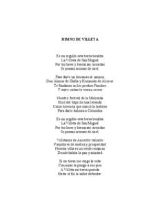 HIMNO DE VILLETA  Es mi orgullo esta tierra bendita