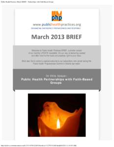 Public Health Practices March BRIEF - Partnerships with Faith-Based Groups