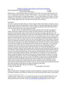 Southern Campaign American Revolution Pension Statements Pension application of John Fuller R3835 fn17SC Transcribed by Will Graves[removed]Methodology: Spelling, punctuation and grammar have been corrected in some inst