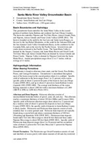 Central Coast Hydrologic Region Santa Maria River Valley Groundwater Basin Santa Maria River Valley Groundwater Basin • •