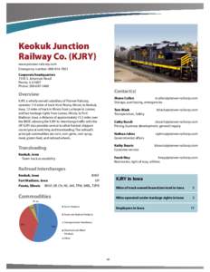 Keokuk Junction Railway Co. (KJRY) www.pioneer-railcorp.com Emergency number: [removed]Corporate headquarters 1318 S. Johanson Road