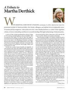A Tribute to  Martha Derthick W