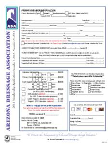 PRINT  PRIMARY MEMBER INFORMATION Check Membership Type: o Renewal o New Membership o NAC (Must Select to be NAC) Current USDF # ________________ (If Applicable)