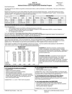 2013–14 Letter to Households National School Lunch Program/School Breakfast Program Attachment 7 Exhibit 1