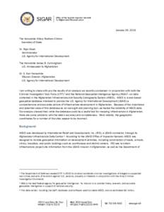 January 29, 2013 The Honorable Hillary Rodham Clinton Secretary of State Dr. Rajiv Shah Administrator U.S. Agency for International Development