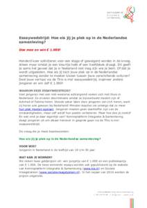 Essaywedstrijd: Hoe eis jij je plek op in de Nederlandse samenleving? Doe mee en win € 1.000! Honderd keer solliciteren voor een stage of geweigerd worden in de kroeg. Alleen maar omdat je een kleurtje hebt of een hoof