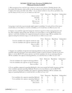 NCLRAF/NCLR/Latino Decisions FLORIDA Poll **Released October 10, 2014** 1. Many people are busy and don’t get a chance to vote in every election. Thinking ahead to the November 2014 election, what would you say the cha