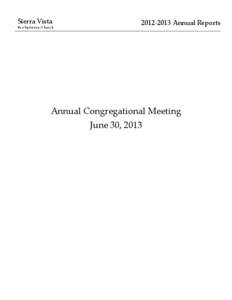 Sierra Vista Presbyterian Church[removed]Annual Reports  Annual Congregational Meeting