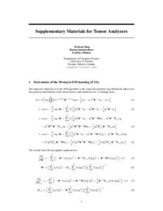Supplementary Materials for Tensor Analyzers  Yichuan Tang Ruslan Salakhudinov Geoffrey Hinton Department of Computer Science