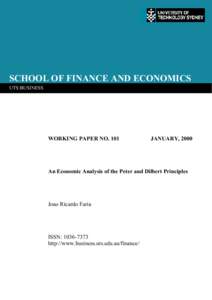 SCHOOL OF FINANCE AND ECONOMICS UTS:BUSINESS WORKING PAPER NOJANUARY, 2000